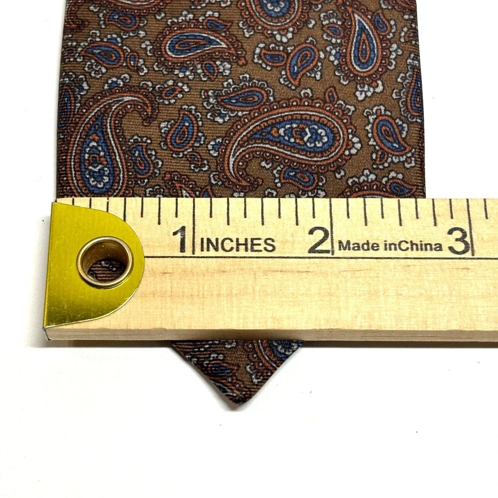 Ally St. George Necktie Mens OS Brown Paisley 100% Silk‎ Classic Style Formal